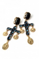 STORETS Cross the Finger Earrings. Blue stone earrings | fashion jewelry | statement jewellery | crosses | large drop earrings | glamorous accessories