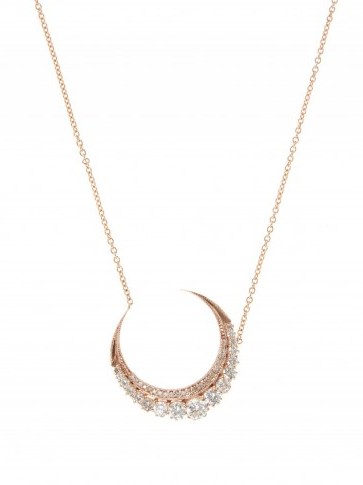 JACQUIE AICHE Diamond & rose-gold necklace. crescent shaped pendants | diamonds | luxury necklaces | luxe jewellery | fine jewelry - flipped