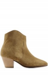 ISABEL MARANT ETOILE Dicker Tan Suede Ankle Boots – designer footwear – neutral tone – celebrity style