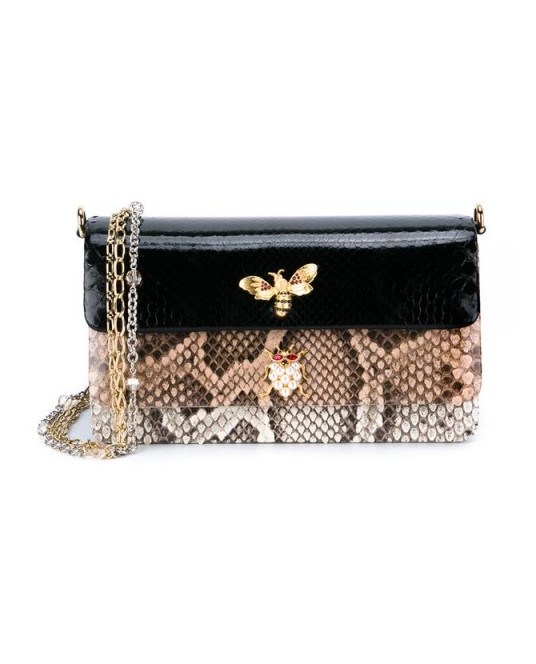 DOLCE & GABBANA Embellished Chain Bag ~ embellished occasion bags ~ designer handbags ~ bees ~ insects ~ jewel embellishments ~ luxe accessories ~ luxury event accessory - flipped