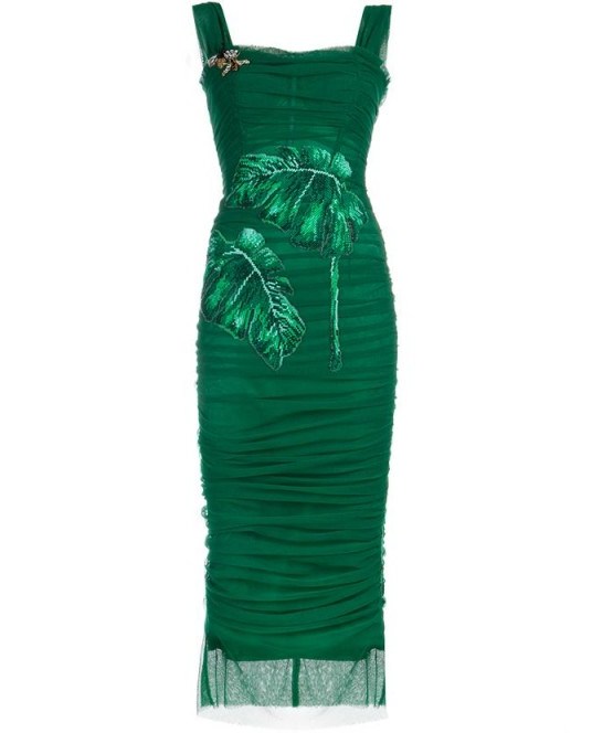 DOLCE & GABBANA Sleeveless Embellished Tulle Bodycon Dress green ~ 50s style glamour ~ designer occasion dresses ~ glamorous evening wear ~ luxury party fashion - flipped