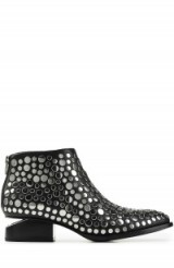 ALEXANDER WANG Silver Stud Embellished Leather Ankle Boots in black – designer footwear – statement accessories – zipped back – cut out heels – studded