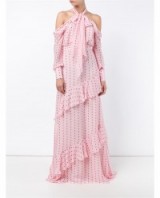 ERDEM Pink Aliza Off-Shoulder Silk Ruffle Gown ~ designer gowns ~ ruffles ~ feminine style ~ occasion wear ~ long ruffled dresses ~ cold shoulder