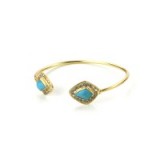 Feather & Stone Gold Adela Bangle. Turquoise bangles | summer accessories | gold tone fashion jewellery | blue stone jewelry | holiday style accessory