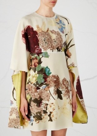 VALENTINO Floral cape-back silk dress ~ designer dresses ~ chic clothing ~ beautiful Italian fashion ~ bold flower prints ~ luxury ~ luxe life - flipped