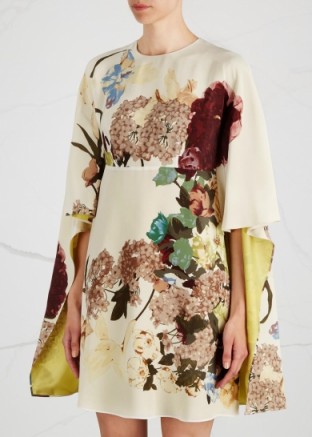 VALENTINO Floral cape-back silk dress ~ designer dresses ~ chic clothing ~ beautiful Italian fashion ~ bold flower prints ~ luxury ~ luxe life