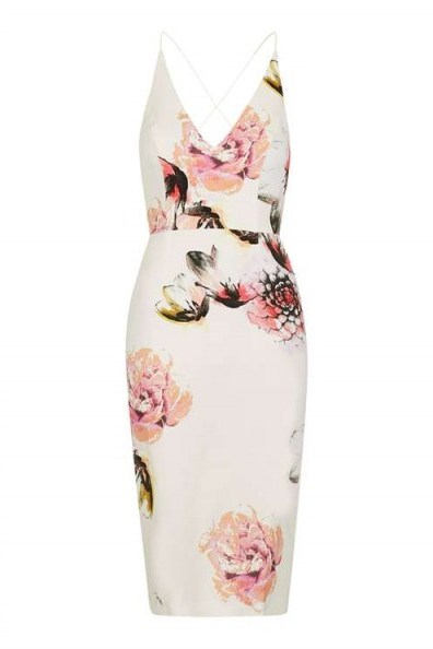 Topshop Floral Plunge Midi Dress ~ large flower prints ~ pink tones ~ occasion dresses ~ party fashion - flipped