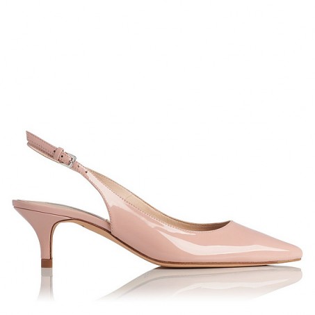 L.K. Bennett Florita Pink Patent Slingbacks pink marshmallow ~ kitten heels ~ chic mid heeled shoes ~ elegant footwear ~ slingback style