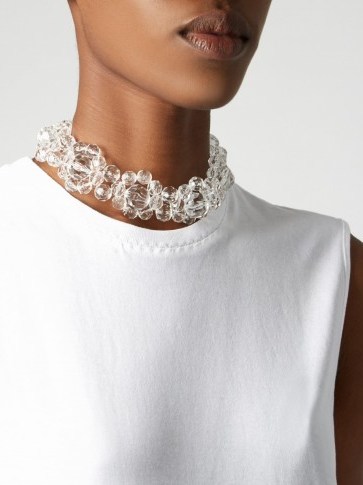 SIMONE ROCHA Flower choker. Clear crystal chokers | designer fashion jewellery | luxe style accessories | floral necklaces - flipped