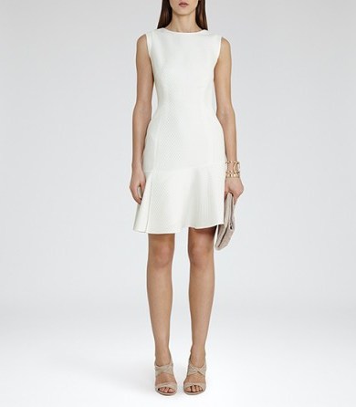 REISS GEM textured dress off white ~ occasion wear - flipped