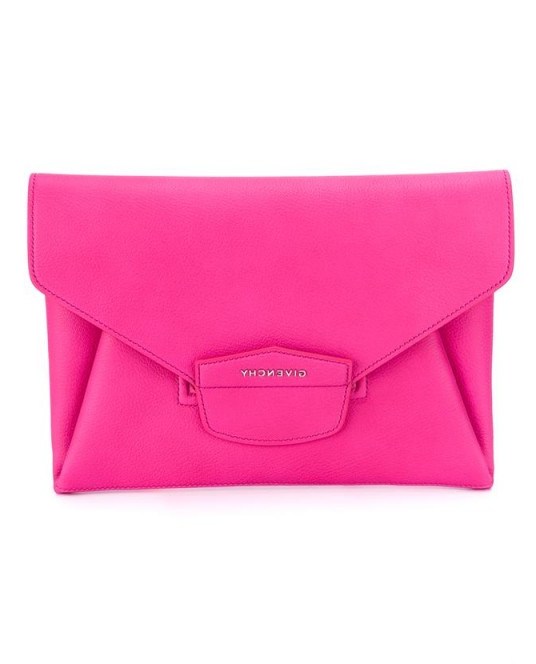 GIVENCHY Antigona Leather Clutch ~ envelope bags ~ luxe accessories ~ designer handbags ~ hot pink - flipped
