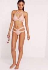 missguided harness detail bikini set pink – swimwear – pool chic – essential beachwear – holiday bikinis – sets – strappy – summer essentials – beach fashion