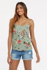 OASIS HONOLULU CAMI KHAKI ~ floral prints ~ flower printed camisoles ~ summer tops ~ holiday fashion ~ strappy