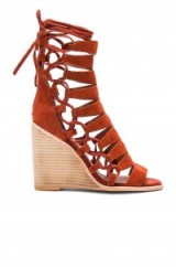 JEFFREY CAMPBELL – ZAFERIA HI SANDAL in rust suede. Wedge sandals | high heel wedges | summer heels