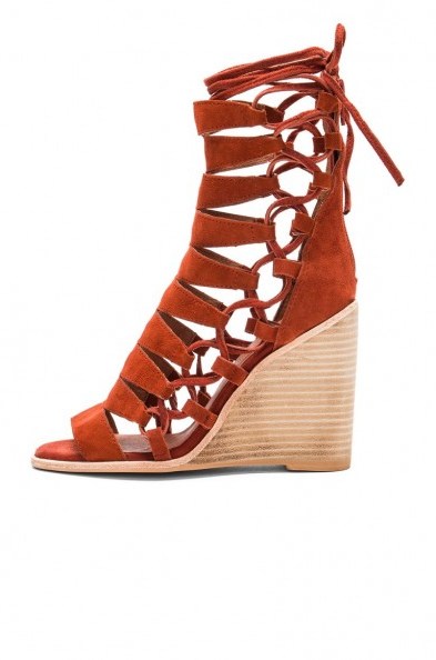JEFFREY CAMPBELL – ZAFERIA HI SANDAL in rust suede. Wedge sandals | high heel wedges | summer heels - flipped