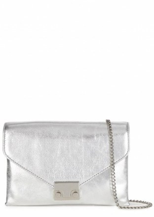 LOEFFLER RANDALL Junior Lock silver leather shoulder bag ~ metallics ~ small handbags ~ chic crossbody bags ~ luxe style accessories - flipped