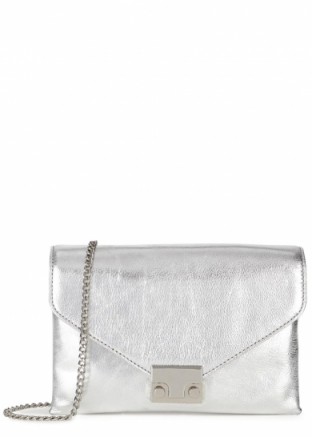 LOEFFLER RANDALL Junior Lock silver leather shoulder bag ~ metallics ~ small handbags ~ chic crossbody bags ~ luxe style accessories