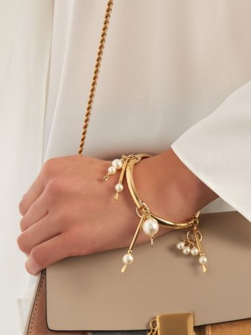 CHLOÉ Kay bracelet. Designer jewellery | luxe style accessories | gold tone bracelets | pearl charms | chic style jewelry - flipped