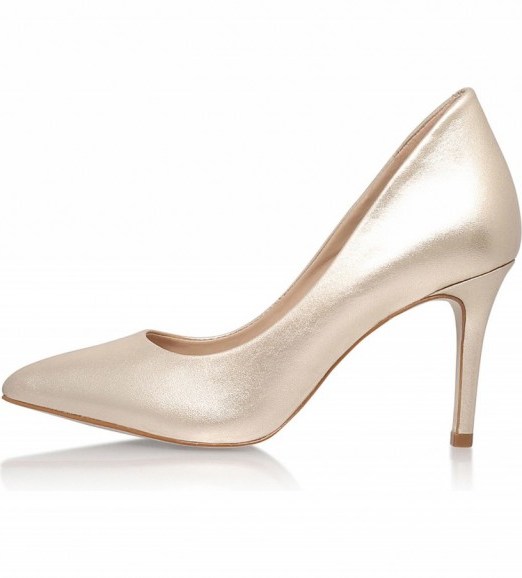 KG KURT GEIGER Bella metallic leather courts ~ champagne metallics ~ court shoes ~ occasion high heels - flipped