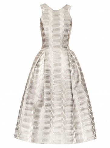 MARY KATRANTZOU Laguna A-line jacquard dress – designer clothing – fit & flare dresses – occasion wear – silver – event fashion – luxe – luxury - flipped