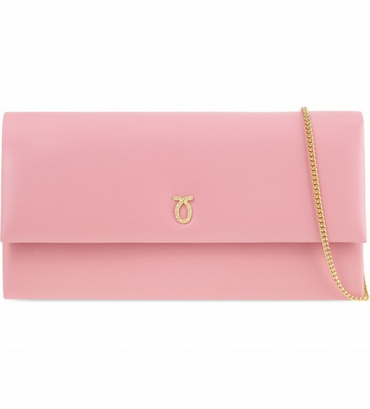 LAUNER Sofia leather clutch pink base with cream sides – luxe looks – luxury bags – quality handbags – chic style accessories