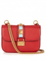 VALENTINO Lock Rolling small leather shoulder bag red grained leather ~ luxury handbags ~ studded bags ~ designer accessories