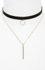 Loren Olivia Faux Leather Choker Double Strand Bar Necklace gold/black. Fashion jewellery | chokers | necklaces