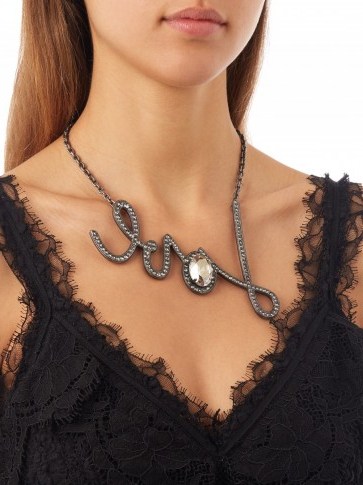 lanvin love crystal-embellished necklace ~ bling ~ designer necklaces ~ big statement style - flipped