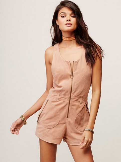 Love Me Suede Romper dusty mauve from Free People – casual luxe – retro style rompers - flipped