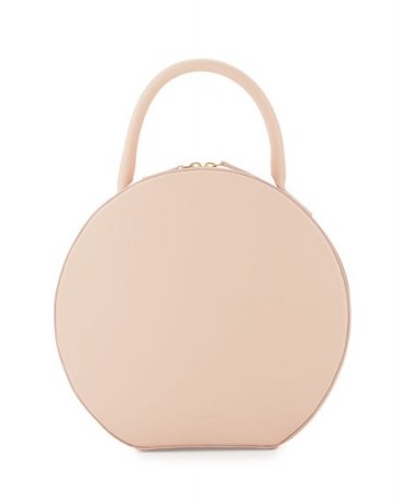 Mansur Gavriel Vegetable-Tanned Leather Circle Bag, Rosa ~ round pink handbags ~ chic style bags - flipped