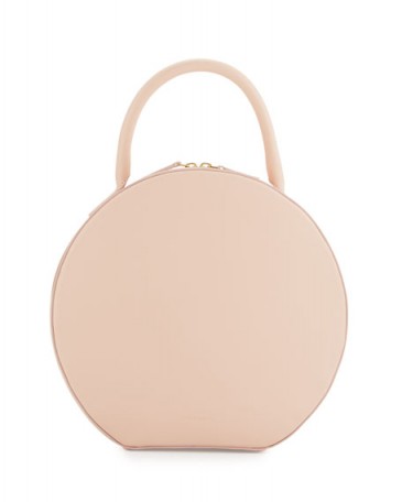 Mansur Gavriel Vegetable-Tanned Leather Circle Bag, Rosa ~ round pink handbags ~ chic style bags