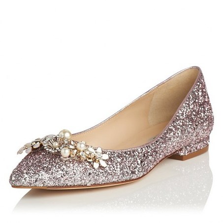 L.K. Bennett Martha Pink Glitter Flats…these ballerina flats are so cute! ~ embellished flat shoes ~ elegant footwear - flipped