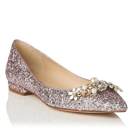 L.K. Bennett Martha Pink Glitter Flats…these ballerina flats are so cute! ~ embellished flat shoes ~ elegant footwear