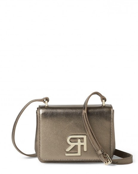 Ralph Lauren Metallic Mini RL Bag in champagne – designer crossbody bags – small chic handbags – luxury accessories - flipped