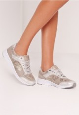 Missguided metallic reptile trainers grey. Sports luxe | casual shoes | snake print | summer accessories