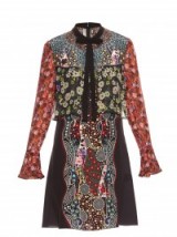 MARY KATRANTZOU Milana Cosmo Gardenia-print silk dress – floral printed dresses – mixed flower prints – fluted sleeves – designer clothing