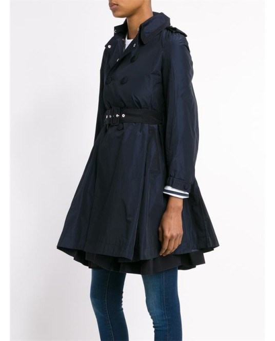 MONCLER Flared Trench Coat navy blue ~ designer coats ~ statement outerwear ~ feminine rain coats ~ stylish macs - flipped