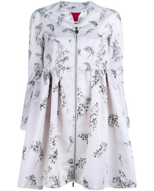 MONCLER Floral Print Bell Coat white ~ designer outerwear ~ luxe coats ~ statement fashion ~ feminine style - flipped