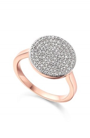 MONICA VINADER Ava Diamond Disc Ring rose gold. Fine jewellery | statement rings | modern style | luxe accessories | pave diamonds - flipped