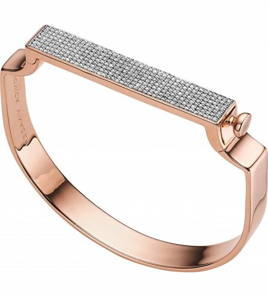 MONICA VINADER Signature diamond and 18ct rose gold-plated bangle – chic bracelets – contemporary bangles – luxe style jewellery – luxury accessories - flipped