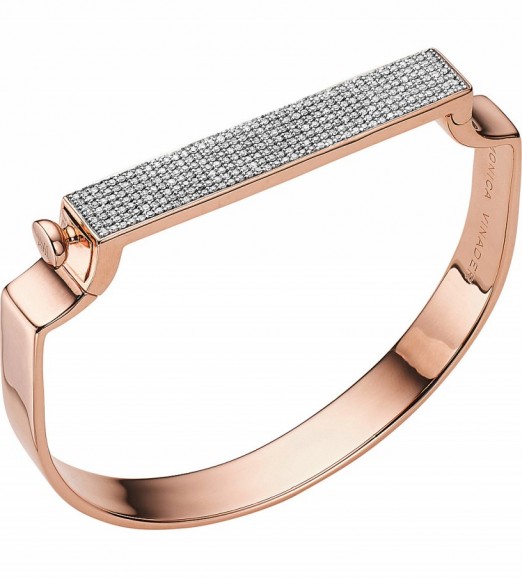 MONICA VINADER Signature diamond and 18ct rose gold-plated bangle – chic bracelets – contemporary bangles – luxe style jewellery – luxury accessories