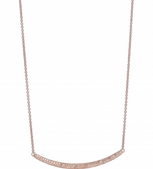 MONICA VINADER Skinny curve 18ct rose gold-plated diamond necklace – luxe looks – luxury style jewellery – diamonds – modern look necklaces