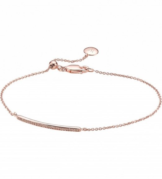 MONICA VINADER Skinny short bar 18ct rose gold-plated diamond bracelet – thin bracelets – modern style jewellery – diamonds – luxe looks – luxury looking accessories - flipped