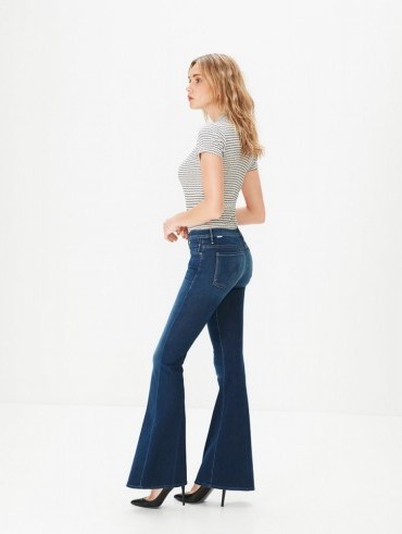 MOTHER Super Cruiser Power Play / indigo flared jeans / denim flares / 70’s glam / retro look fashion - flipped