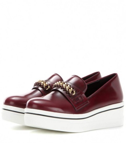 stella mccartney binx falabella embellished platform slip-on sneakers ~ burgundy platforms ~ dark red ~ style - flipped