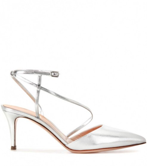 GIANVITO ROSSI Carlyle Mid leather slingback pumps – silver metallic ...
