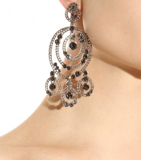oscar de la renta crystal embellished clip-on earrings ~ bling jewellery ~ big statement ~ designer ~ accessorise your look ~ glamour - flipped