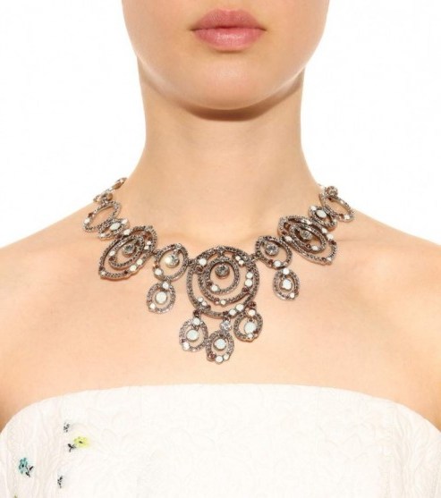 oscar de la renta crystal embellished necklace ~ big statement necklaces ~ bling ~ designer costume jewellery - flipped