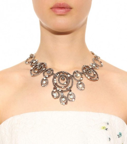 oscar de la renta crystal embellished necklace ~ big statement necklaces ~ bling ~ designer costume jewellery