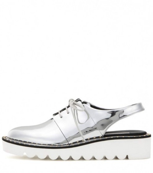 stella mccartney scarpa platform cut-out derby shoes ~ metallic silver ~ slingback ~ designer ~ style - flipped